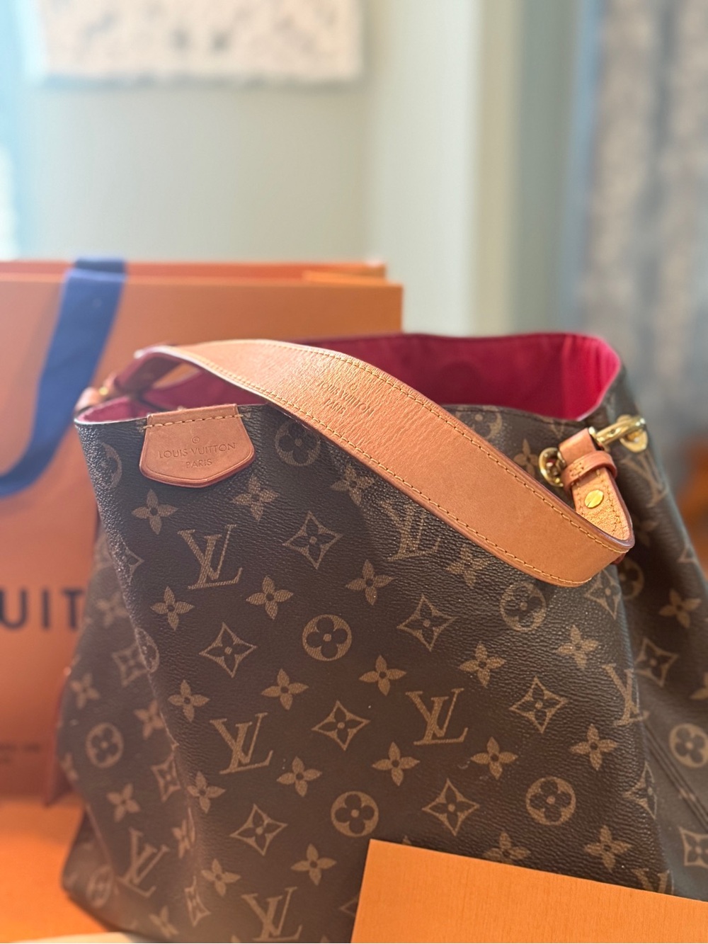 Louis Vuitton Monogram Hobo Shoulder Bag with Pink Interior - Picture 3 of 5